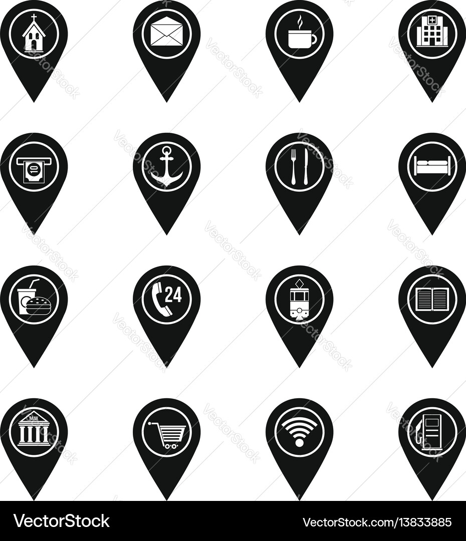 Points of interest icons set simple style Points of interest icons set simple style vector image