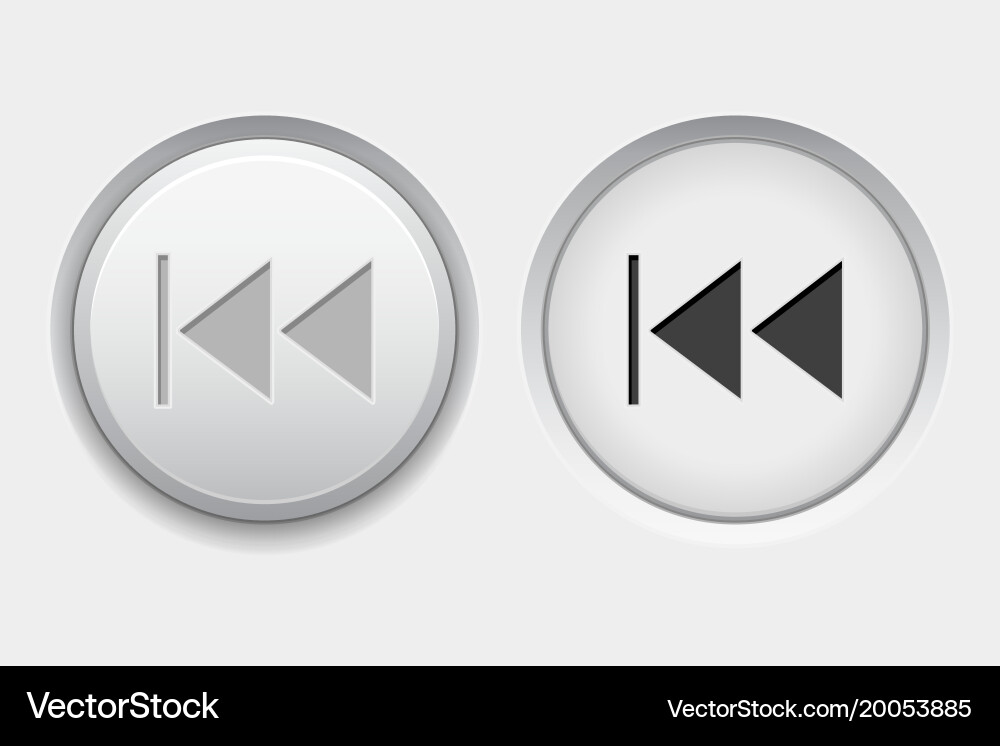 Rewind round white interface buttons normal Vector Image
