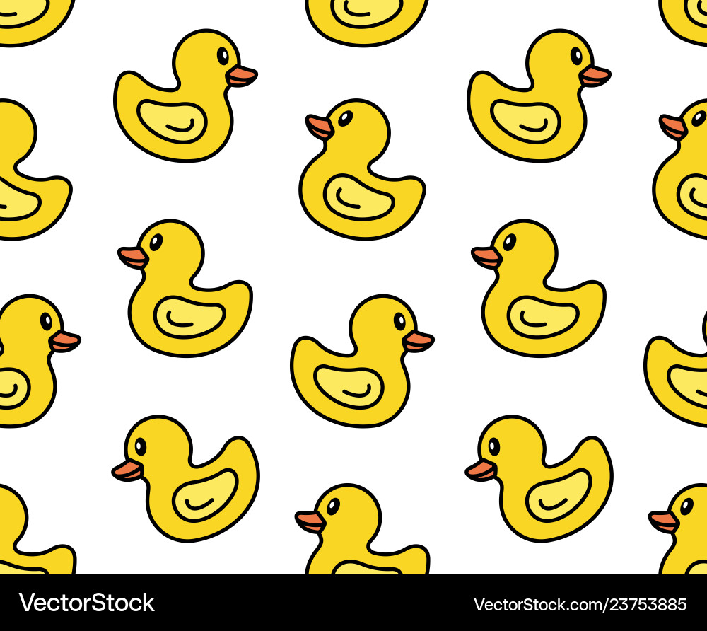 Seamless pattern with yellow duck vector image