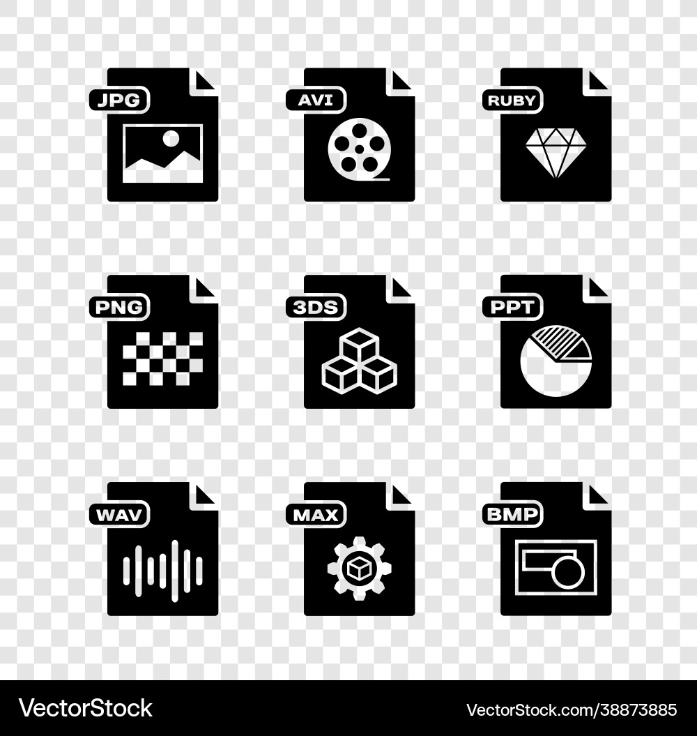 Set jpg file document avi ruby wav max bmp Set jpg file document avi ruby wav max bmp vector image