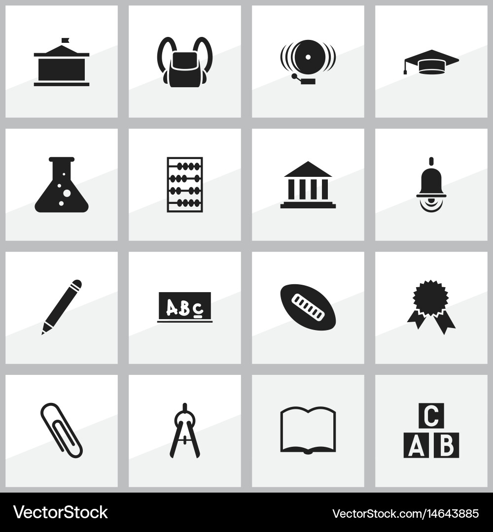 Set of 16 editable university icons includes vector image