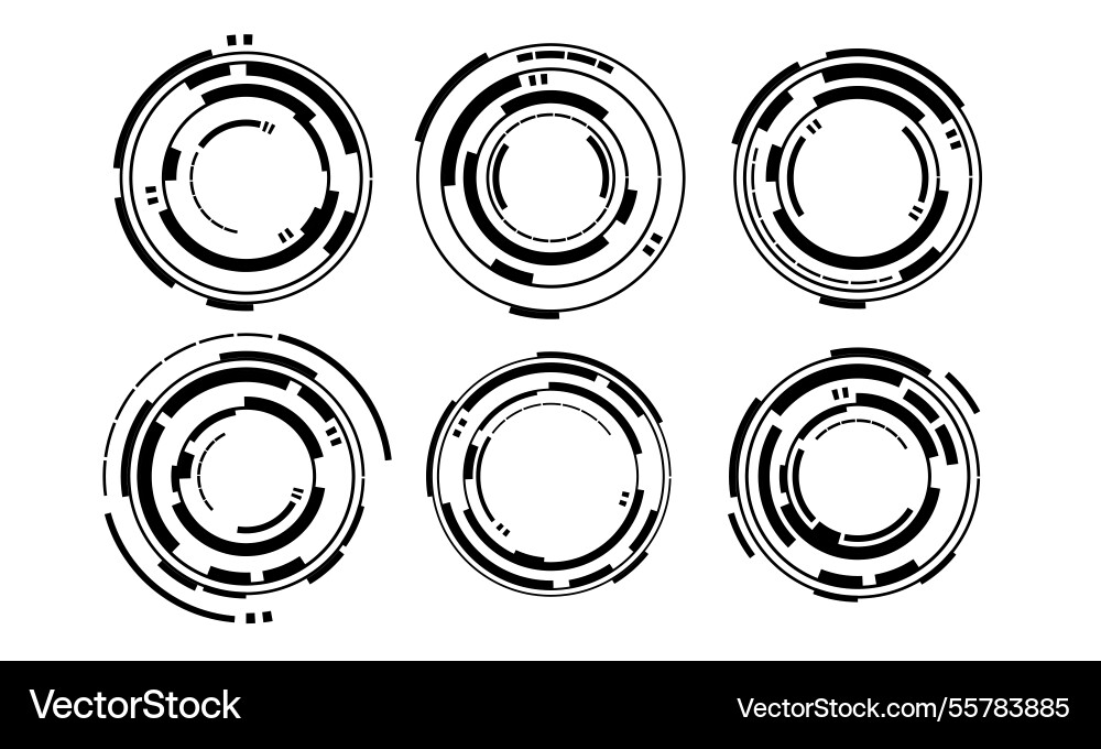 Set of sci fi black circle user interface Set of sci fi black circle user interface vector image