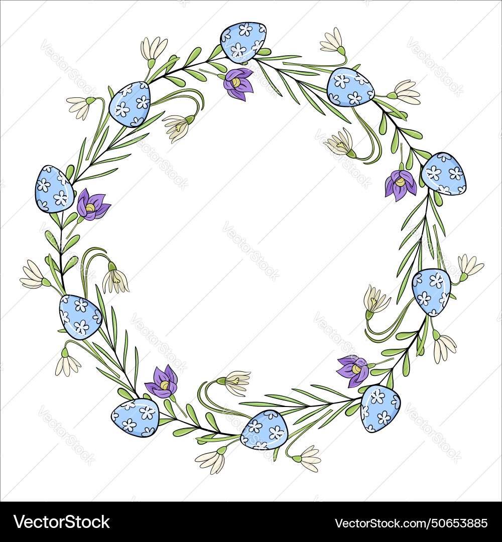 Spring easter circle frame border with bright Vector Image