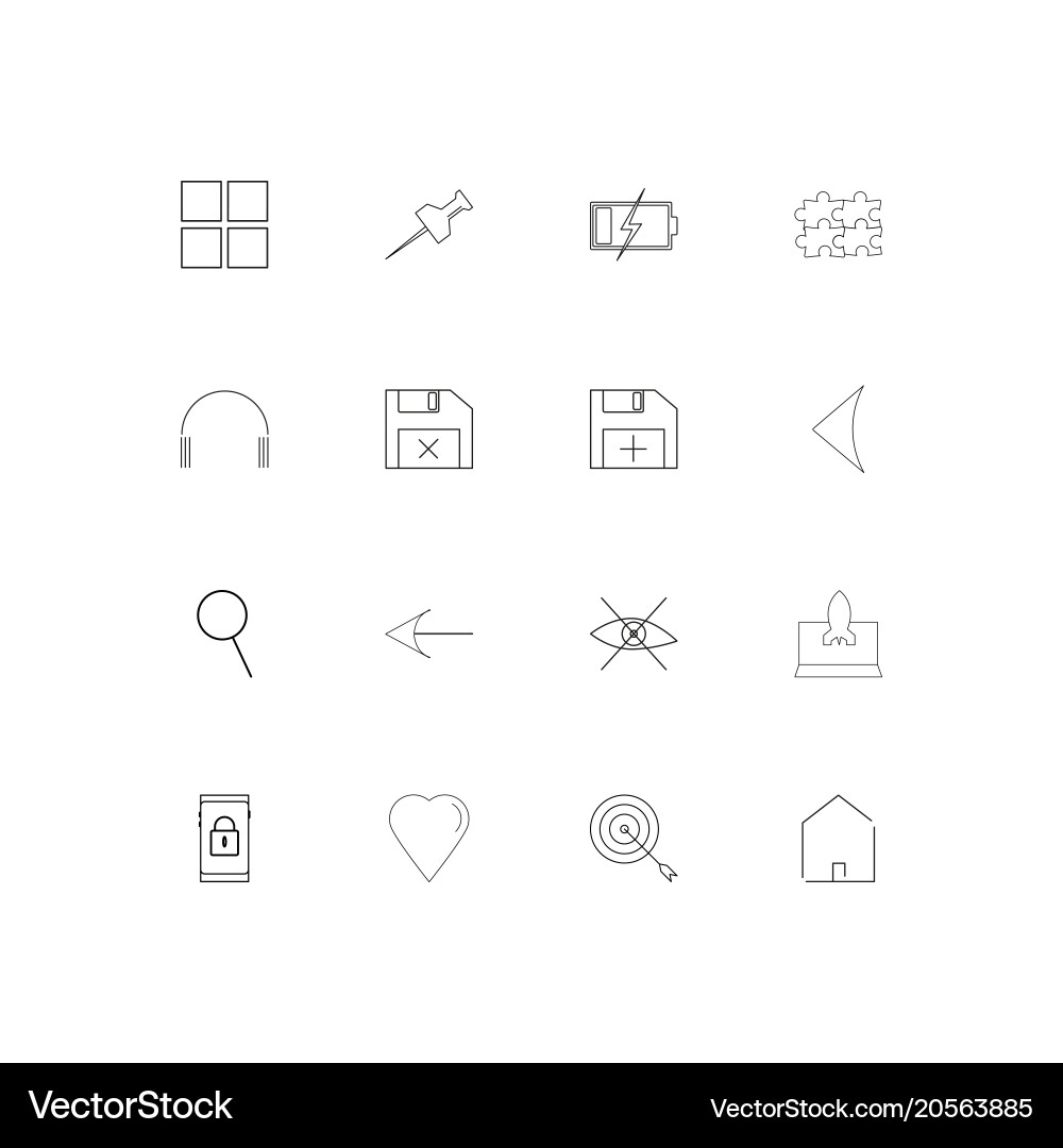 User interface simple linear icons set outlined vector image