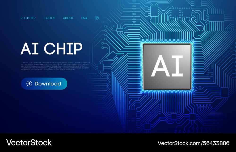 3d ai chip tech background computer semiconductor Vector Image