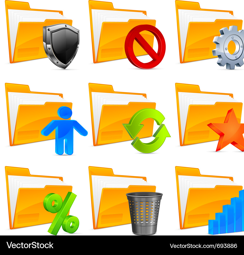 3d folder icons Vector Image