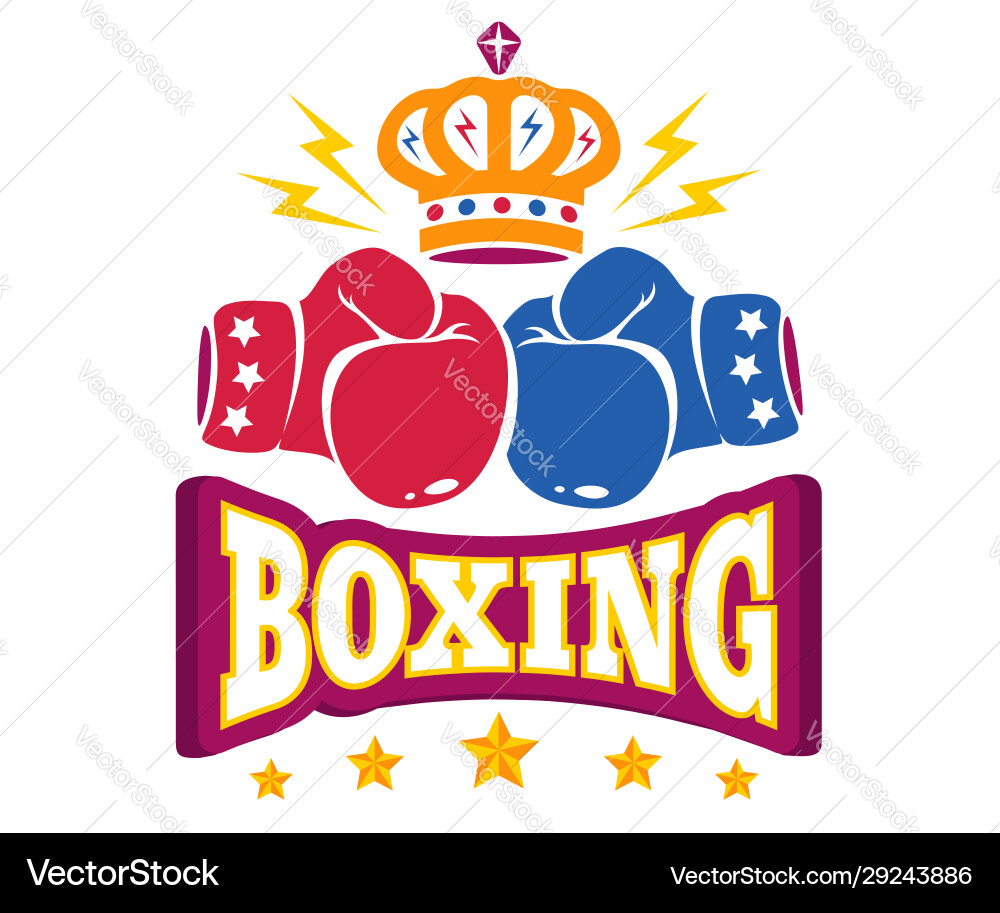 Boxing Crown Gloves Logo Vector Image