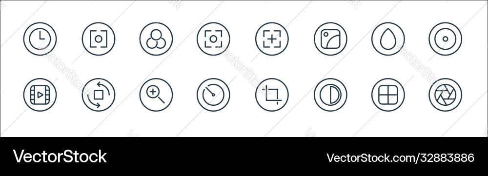 Camera line icons linear set quality vector image
