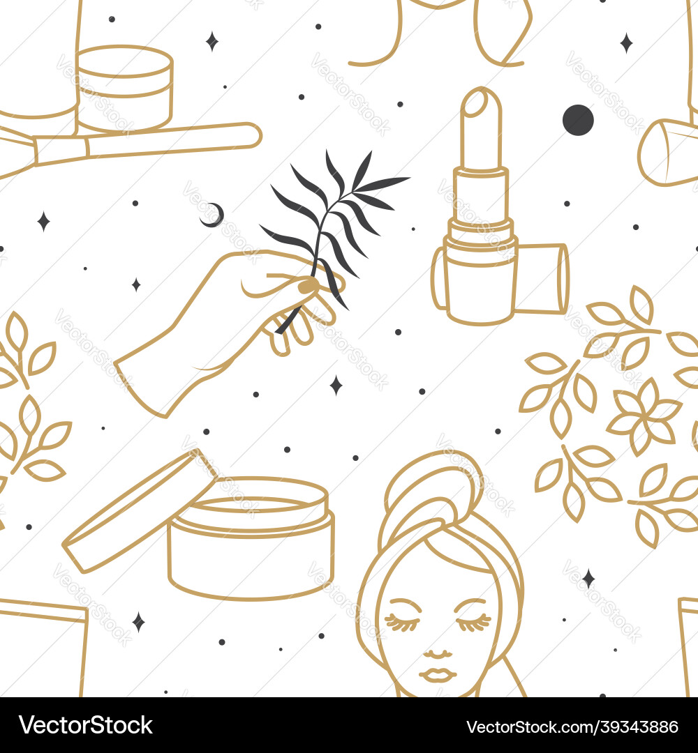 Cosmetics seamless texture pattern background Cosmetics seamless texture pattern background vector image