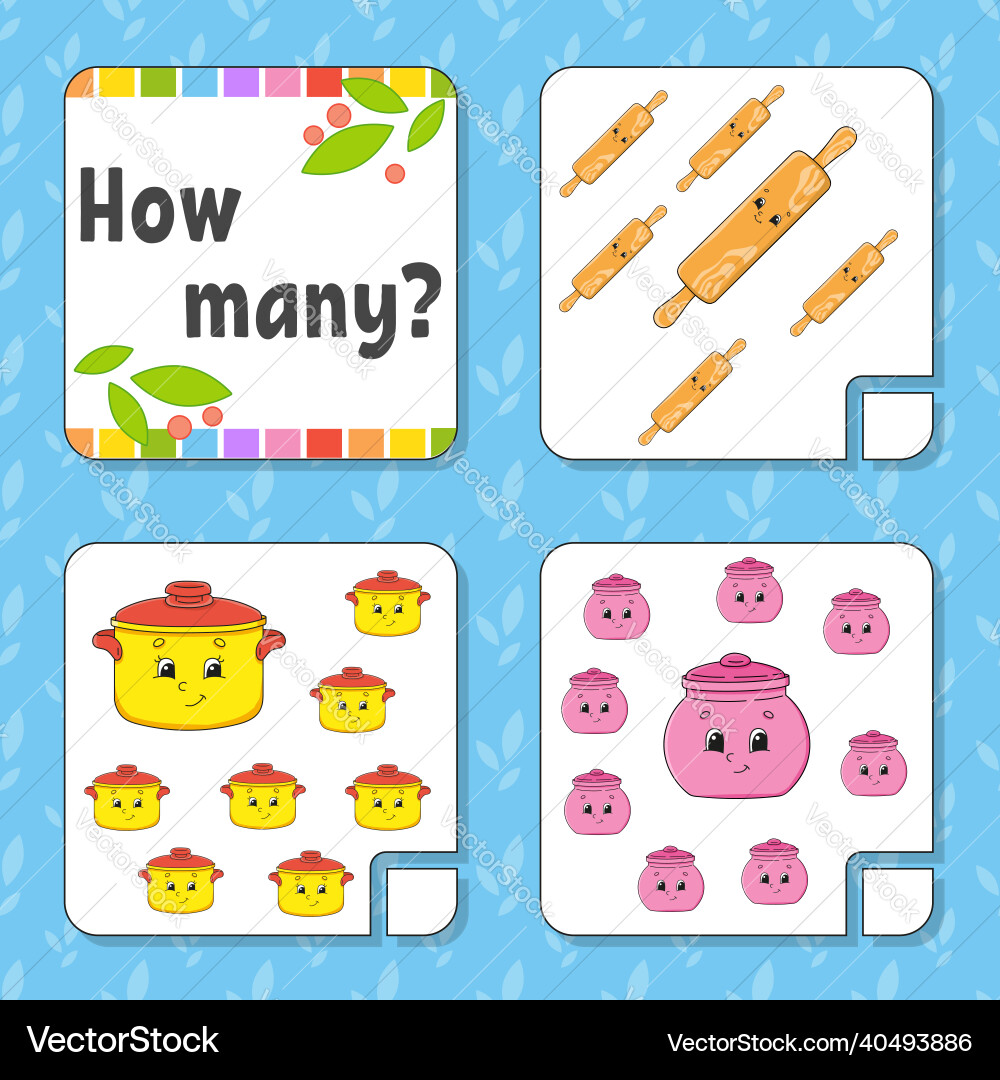 Counting game for children happy characters Counting game for children happy characters vector image