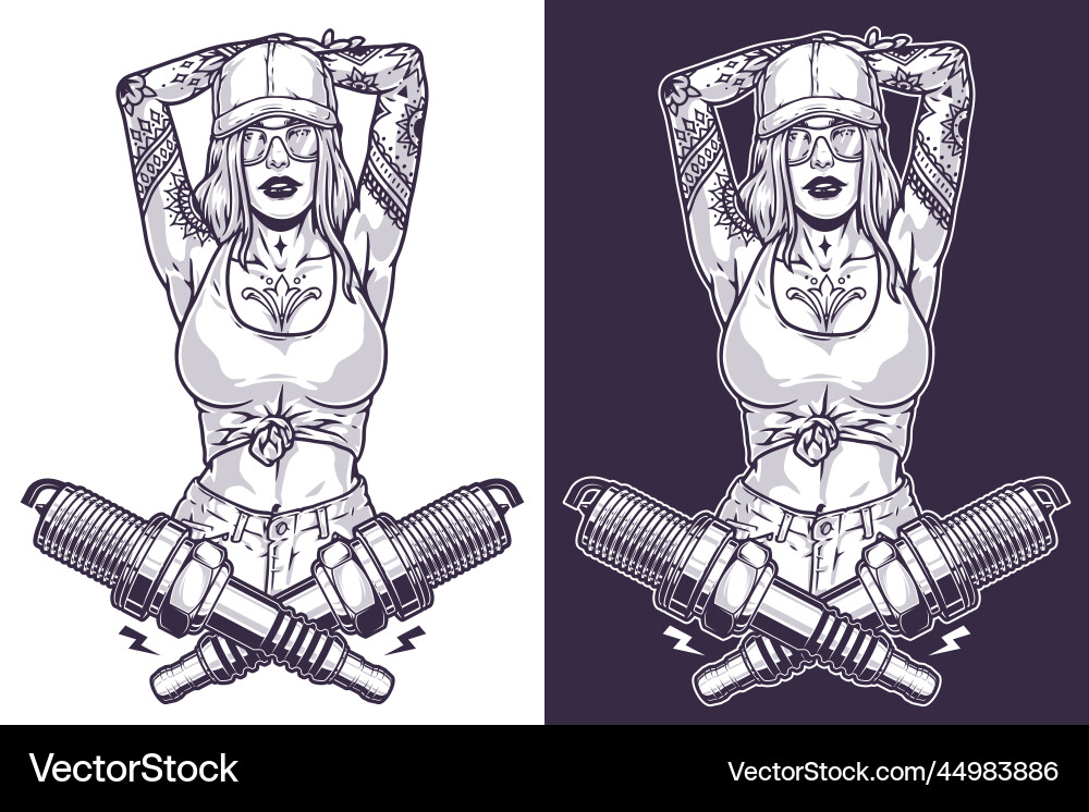 Female Auto Mechanic Portrait Vector Image