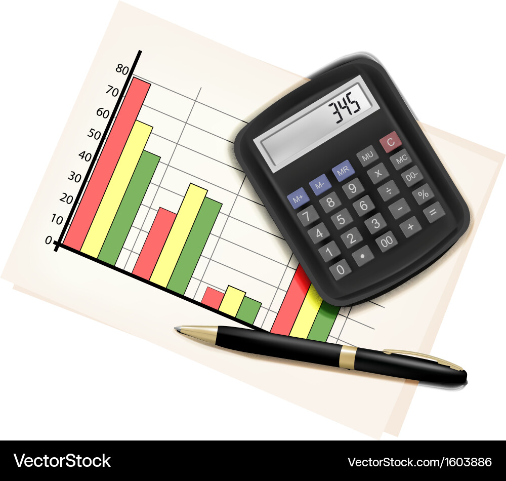 Finance Graph with Calculator vector image