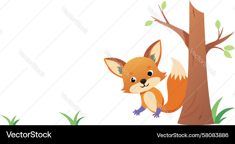Fox Resting Under a Tree Vector Image