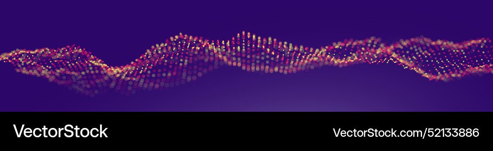 Golden particle wave on dark background Vector Image