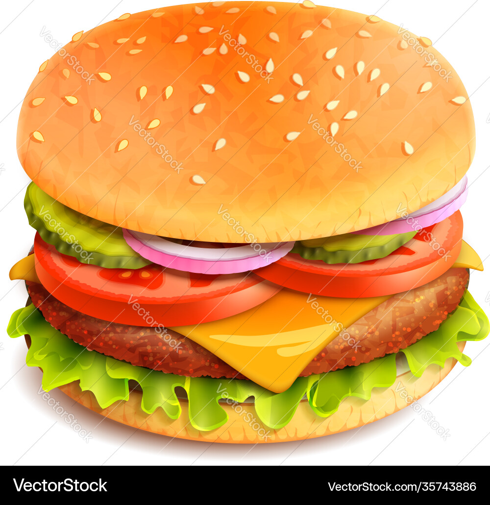 Hamburger realistic isolated Vector Image