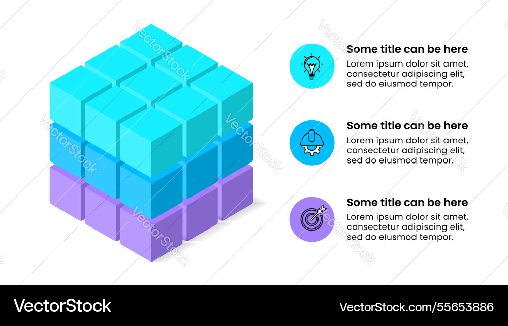 Infographic template isometric cube with 3 steps Infographic template isometric cube with 3 steps vector image