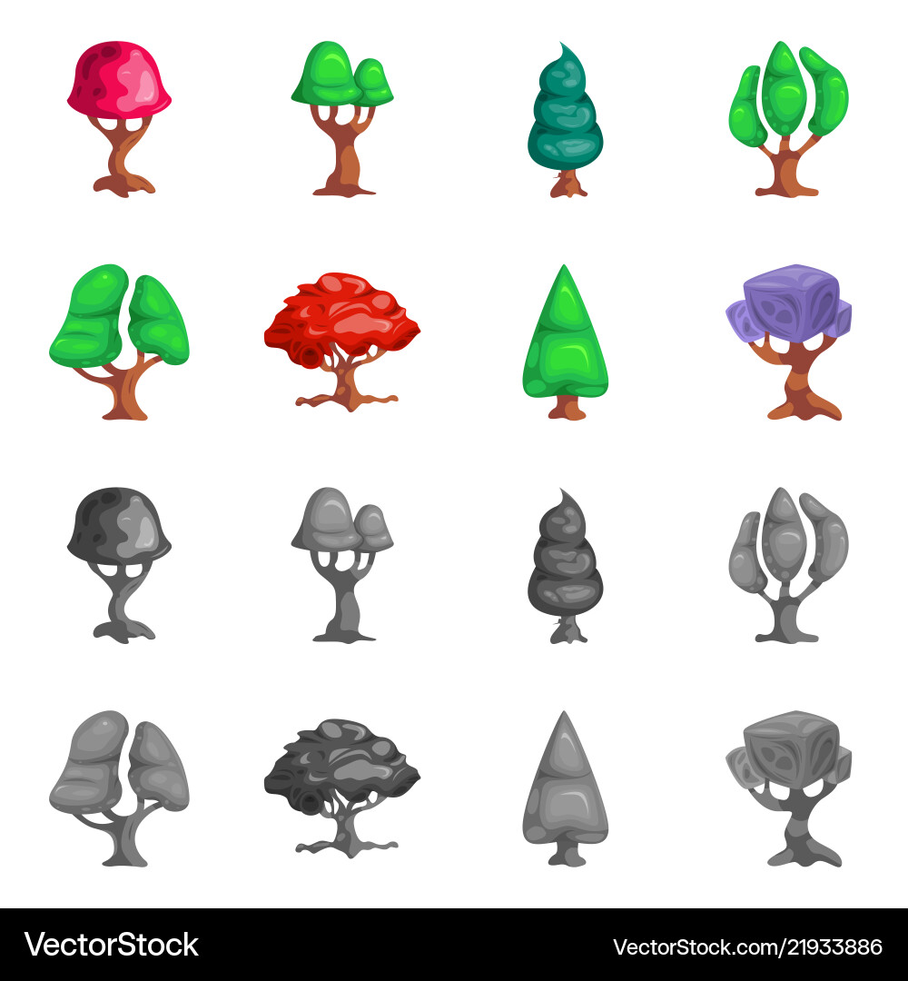 Isolated object of tree and nature sign set vector image