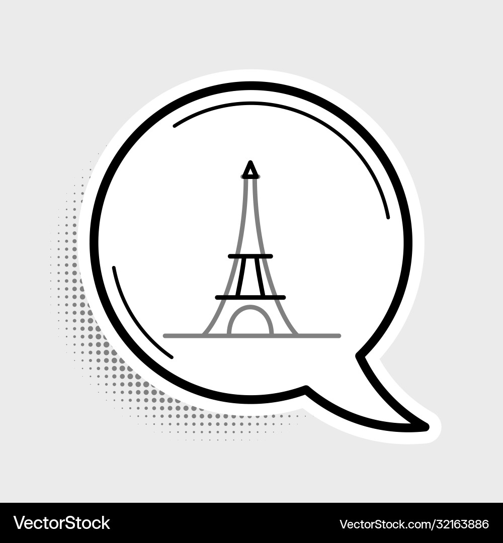 Line eiffel tower icon isolated on grey background vector image