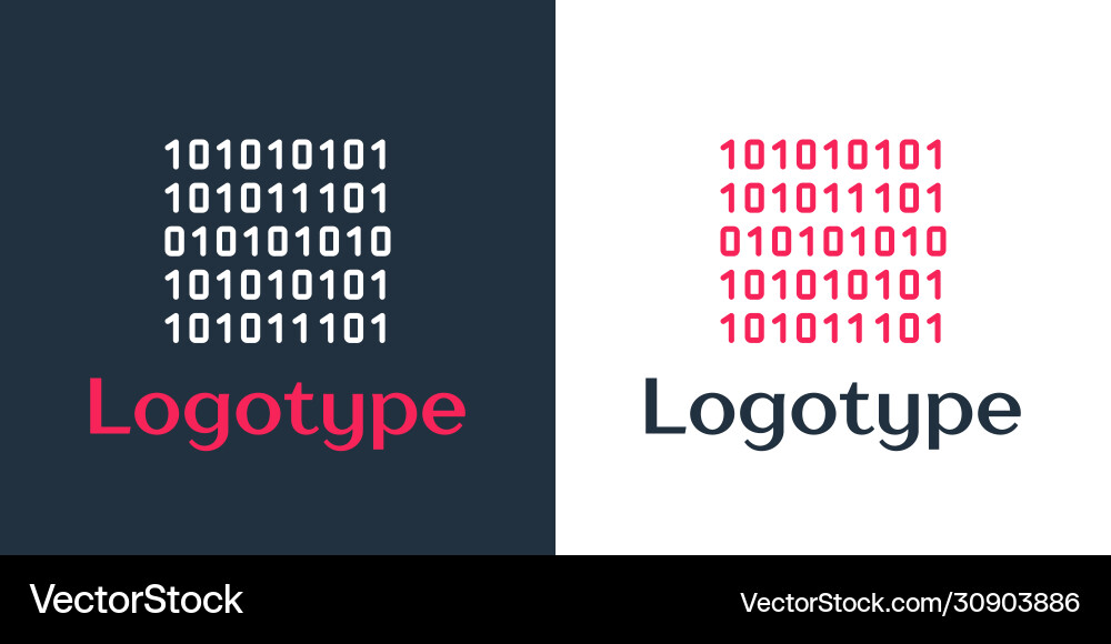 Logotype line binary code icon isolated on white Logotype line binary code icon isolated on white vector image