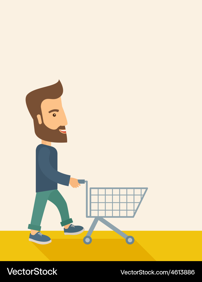 Man with empty cart Vector Image