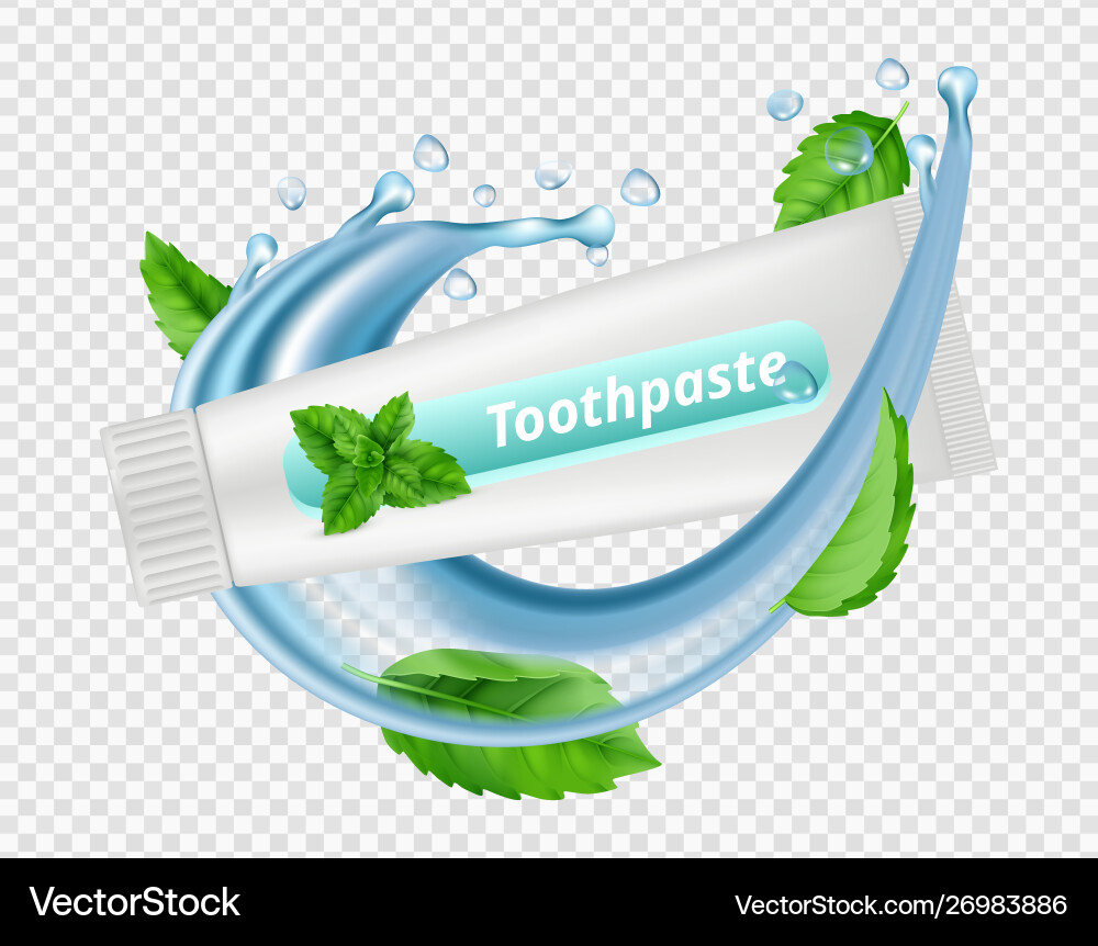 Mint Toothpaste Splash Refreshment Vector Image