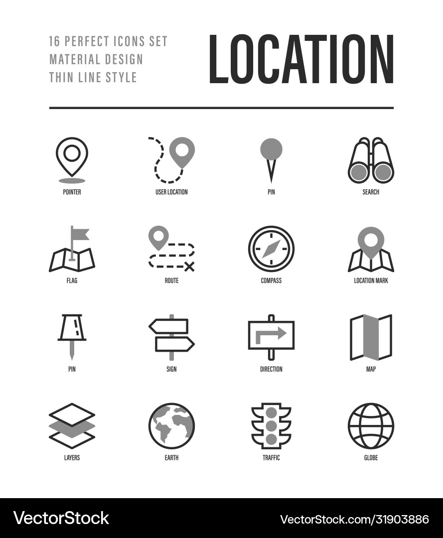 Ort und Navigation Set Pointer Pin gefaltet Ort und Navigation Set Pointer Pin gefaltet vektorbild