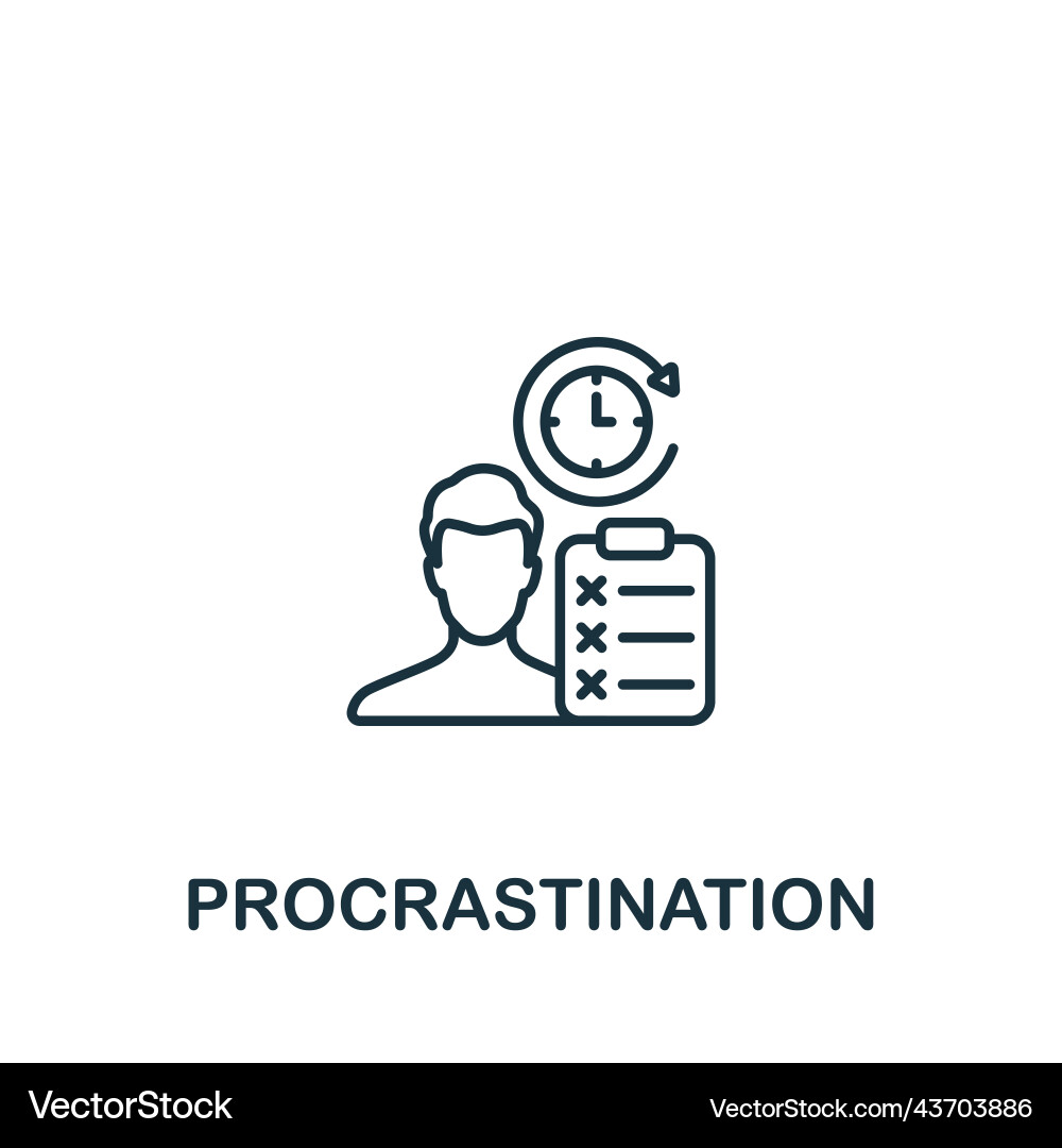 Procrastination icon line simple Procrastination icon line simple vector image
