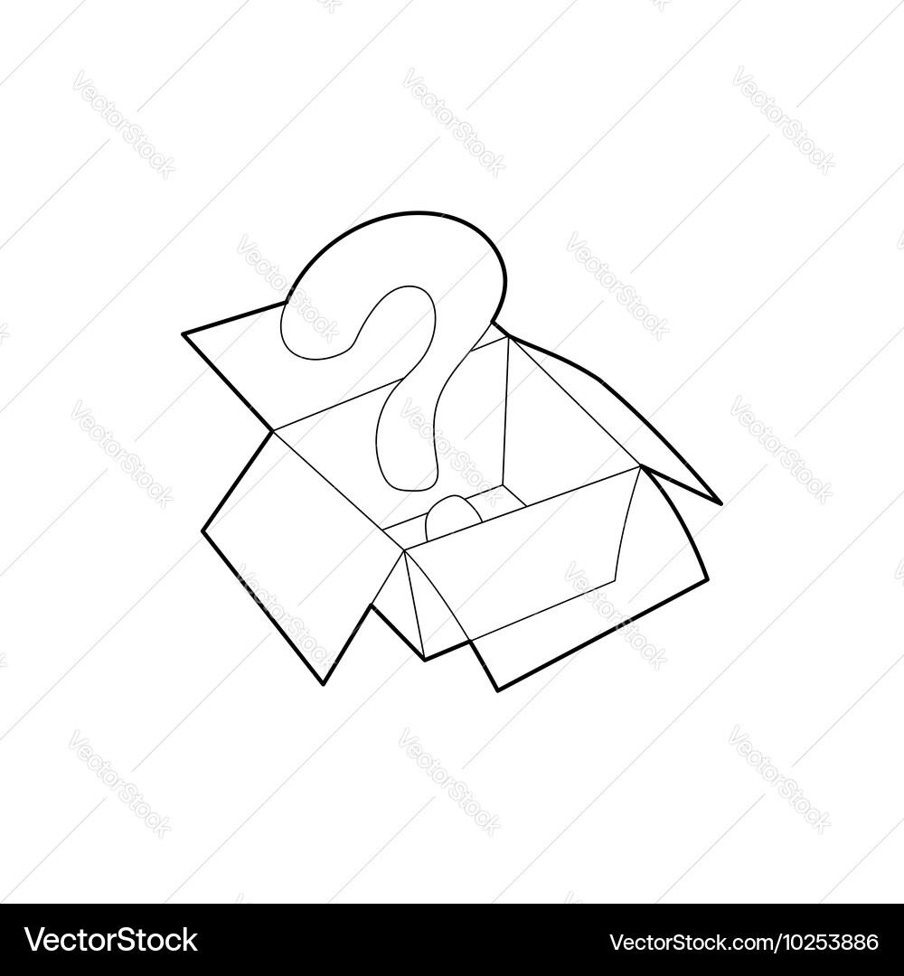 Question sign inside open box icon outline style vector image