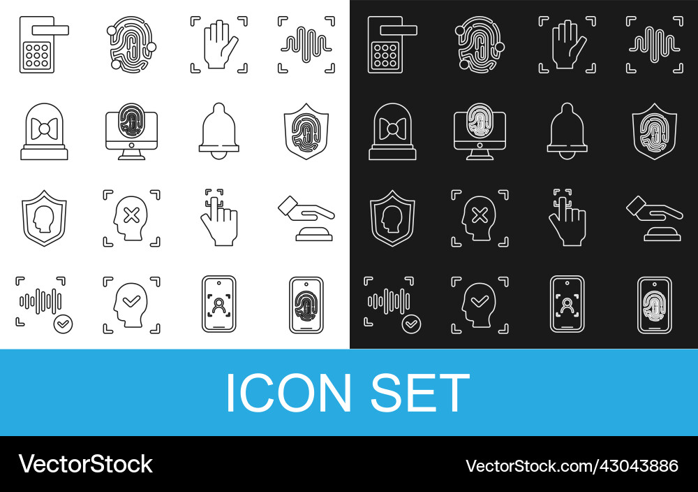Set line mobile with fingerprint scan palm Set line mobile with fingerprint scan palm vector image