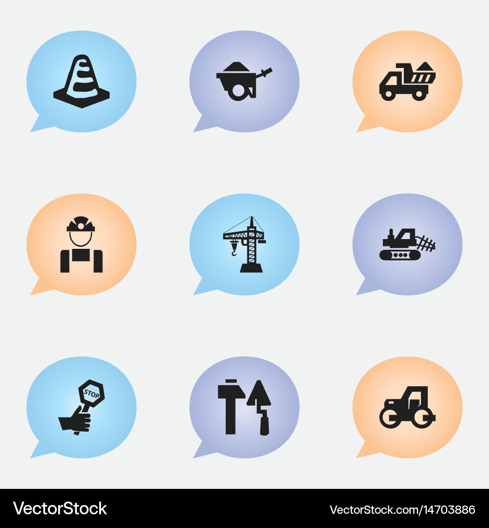Set of 9 editable building icons includes symbols vector image