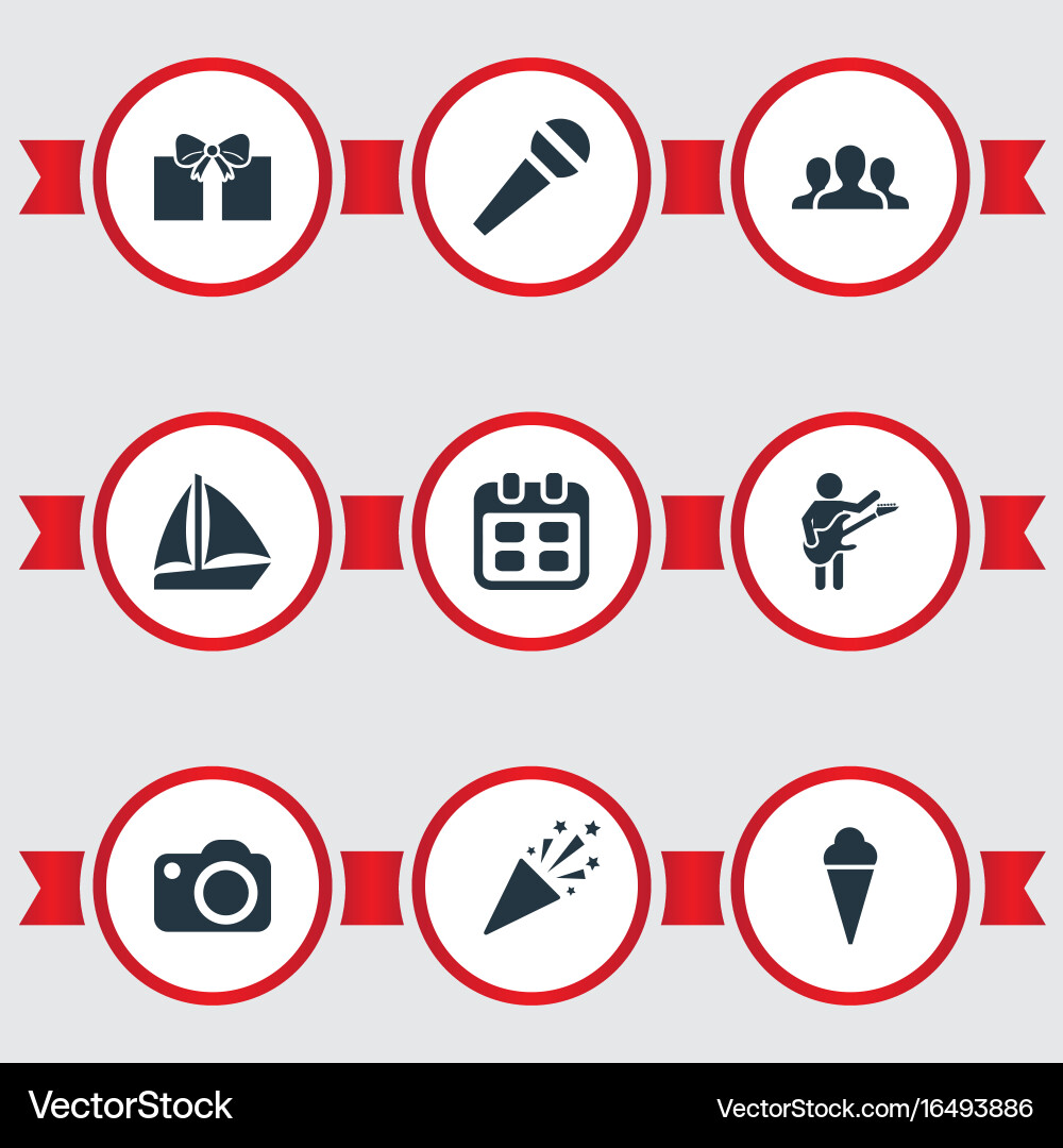 Set of simple party icons vector image