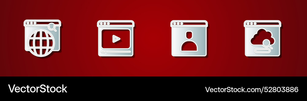 Set search engine online play video create Set search engine online play video create vector image