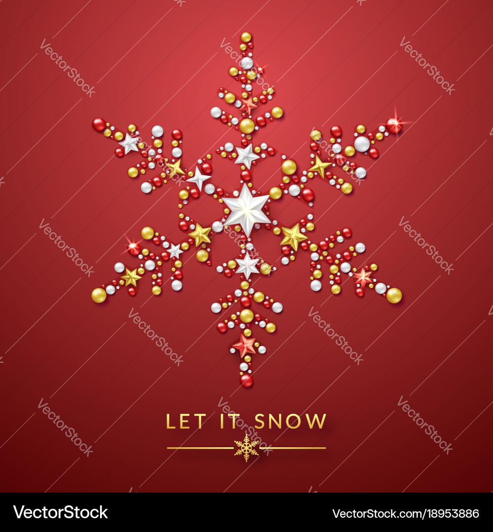 Snowflake background with shining stars bow Vector Image