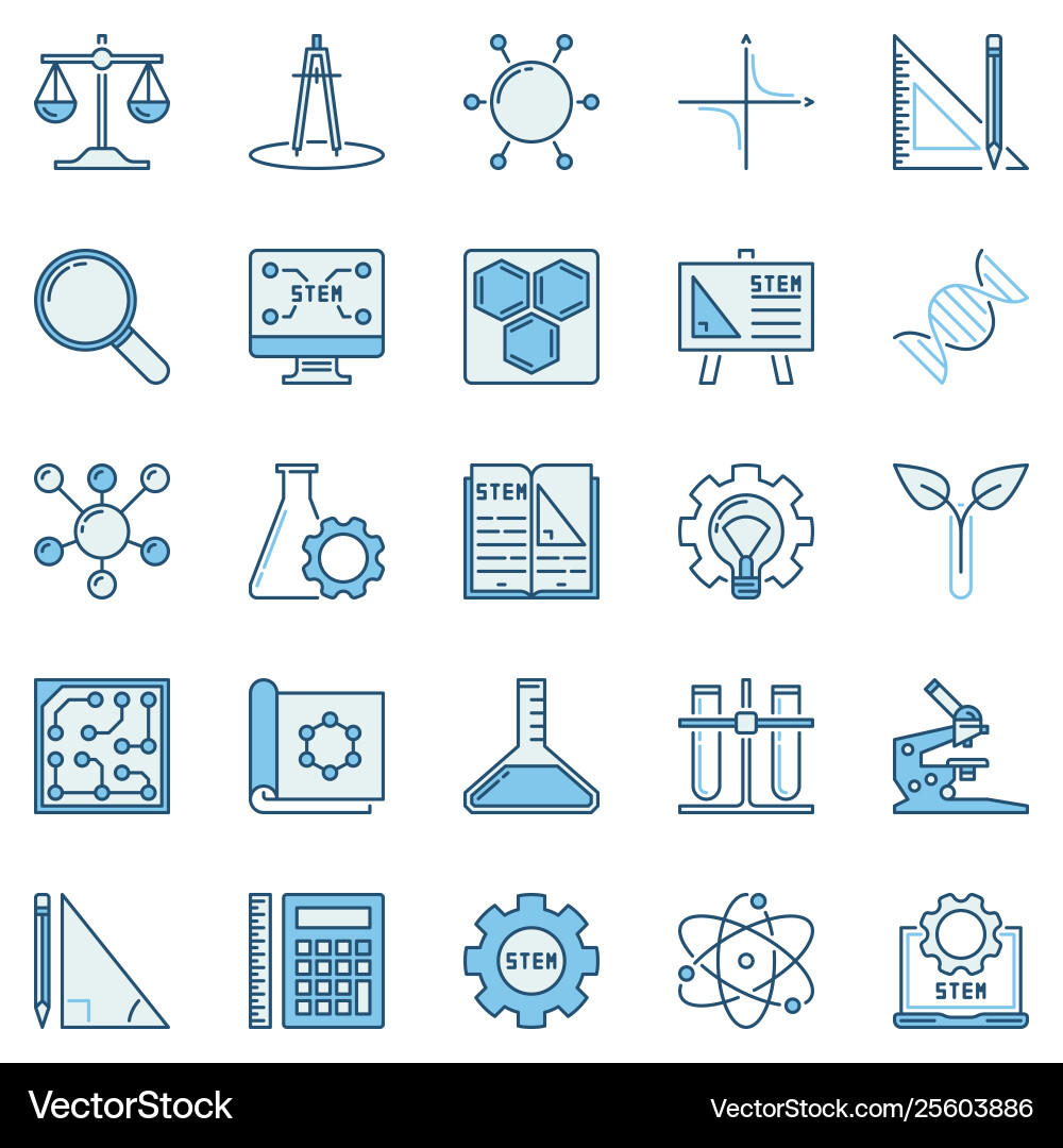 STEM Icons - Science, Tech, Eng, Math vector image