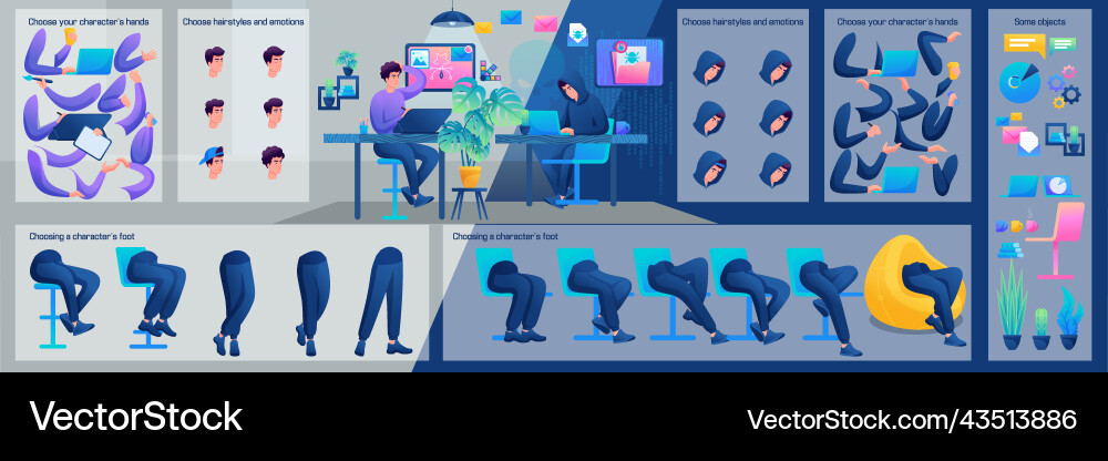 Stylized character hacker breaks Stylized character hacker breaks vector image