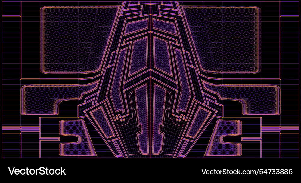 Symmetrical wireframe image of a spaceship Vector Image