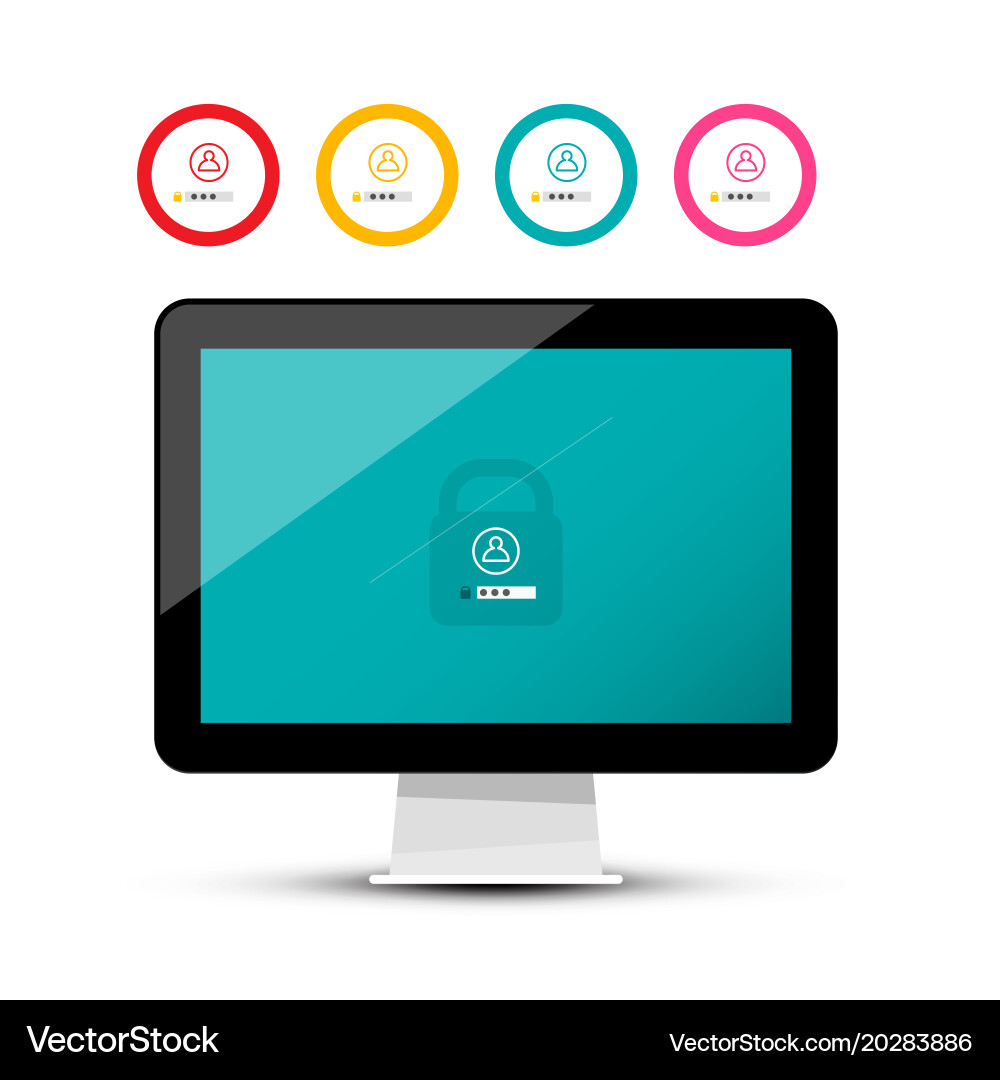 Unlock symbol on computer screen security code vector image