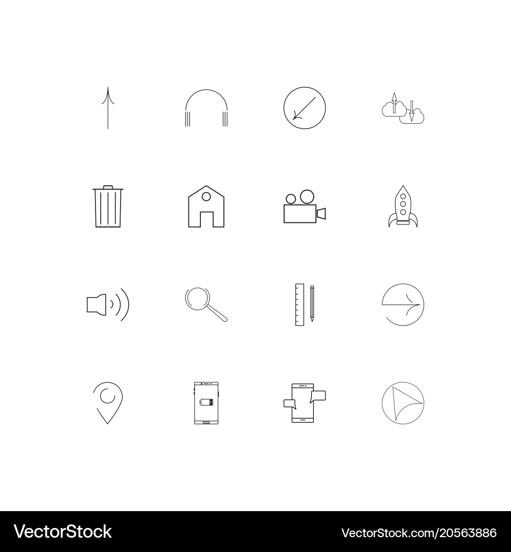 User interface simple linear icons set outlined vector image