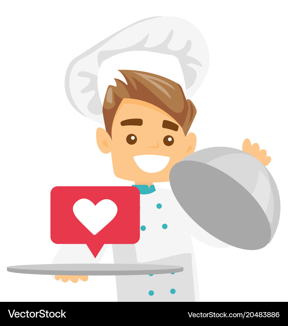 Waitress with like button Vector Image