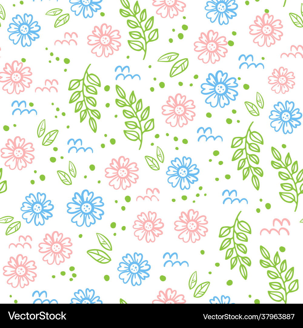 Abstract floral fabric seamless pattern vector image