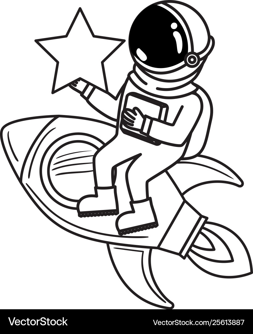 Astronaut with spacesuit and rocket in white Astronaut with spacesuit and rocket in white vector image