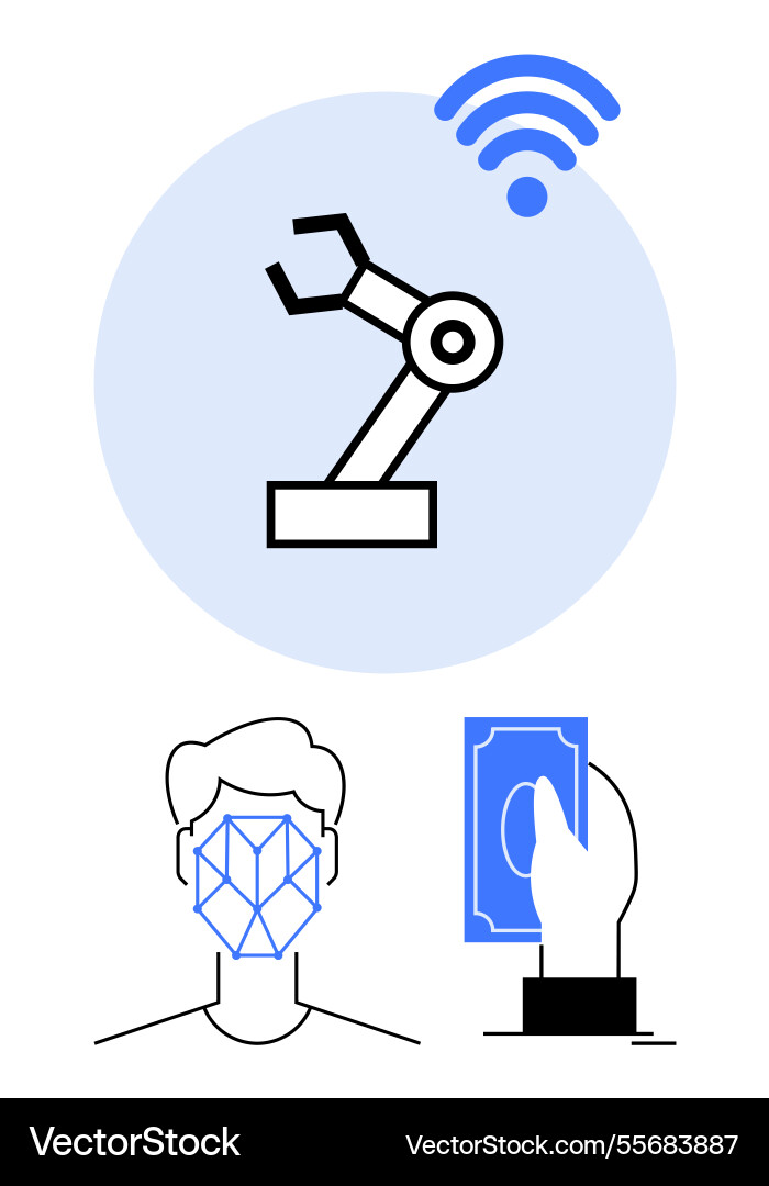 Automation ai face recognition and contactless Automation ai face recognition and contactless vector image