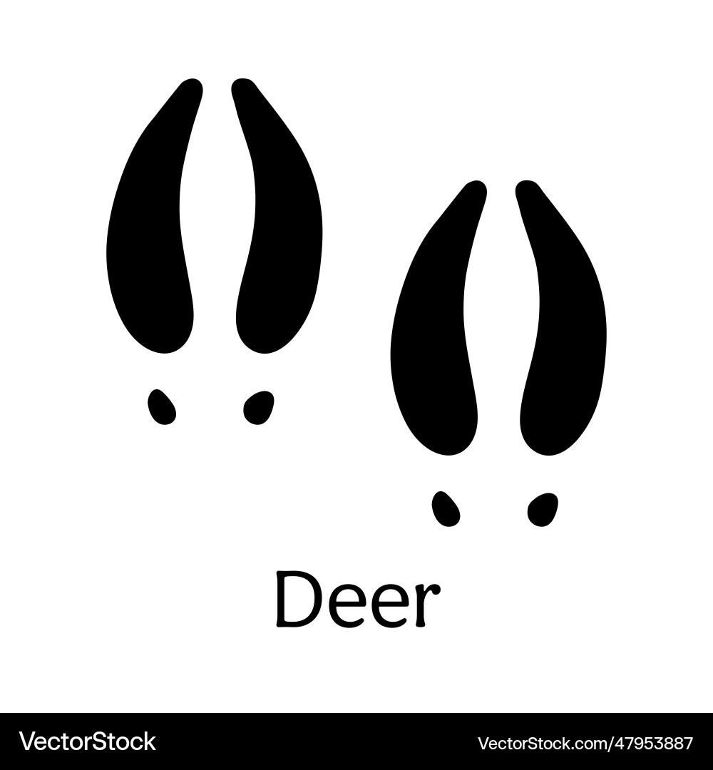 Black silhouette of deer prints isolated on white vector image