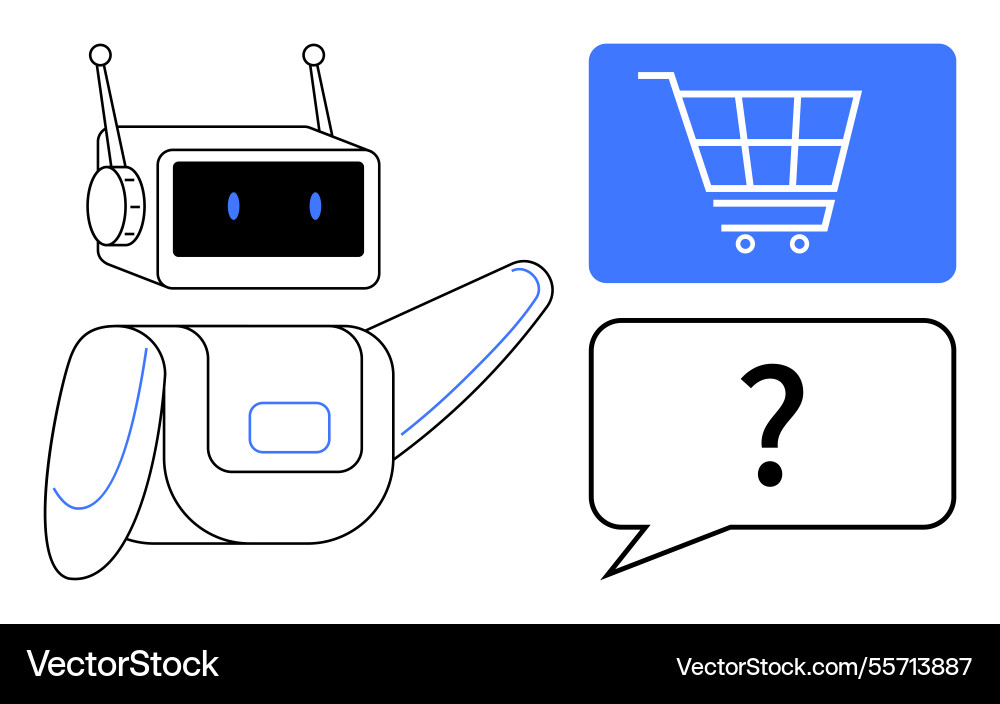 Chatbot assisting online shopping with query Chatbot assisting online shopping with query vector image