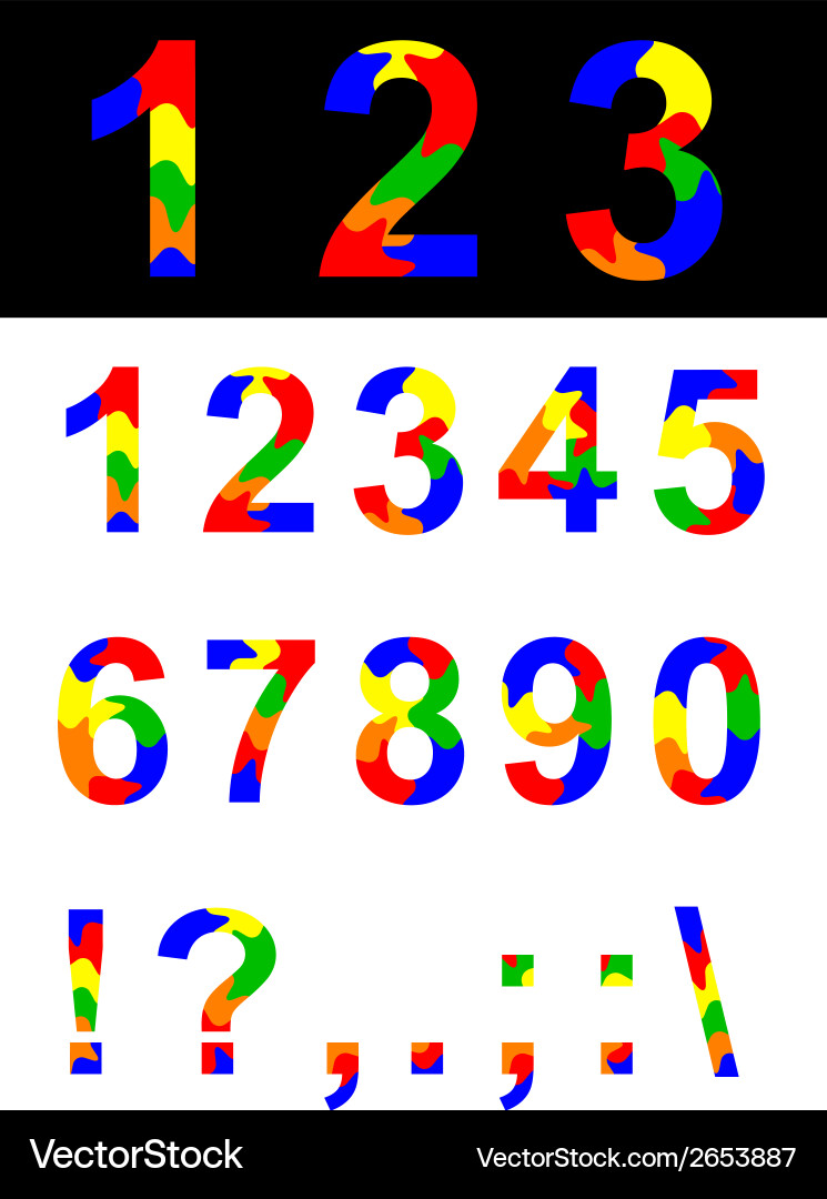 Colorful Number and Symbol Pattern vector image