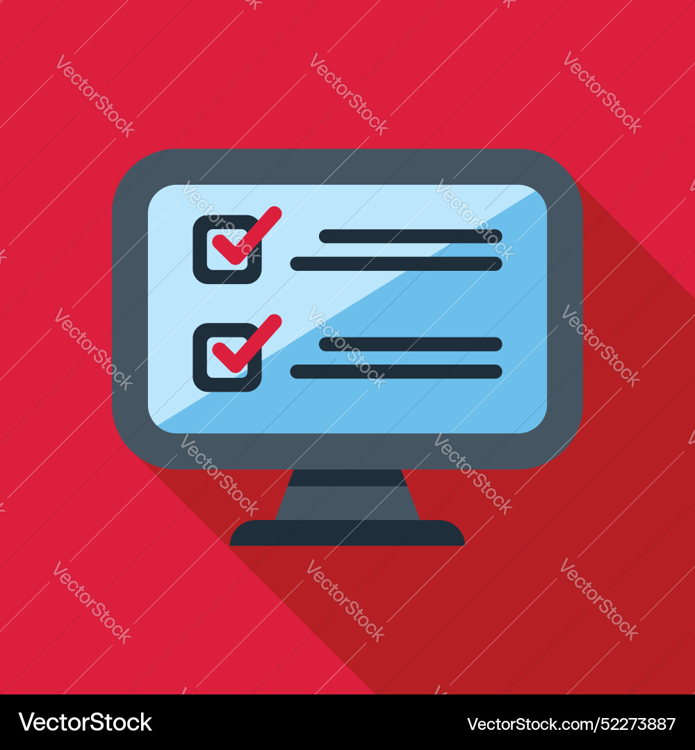 Desktop computer displaying online survey Desktop computer displaying online survey vector image
