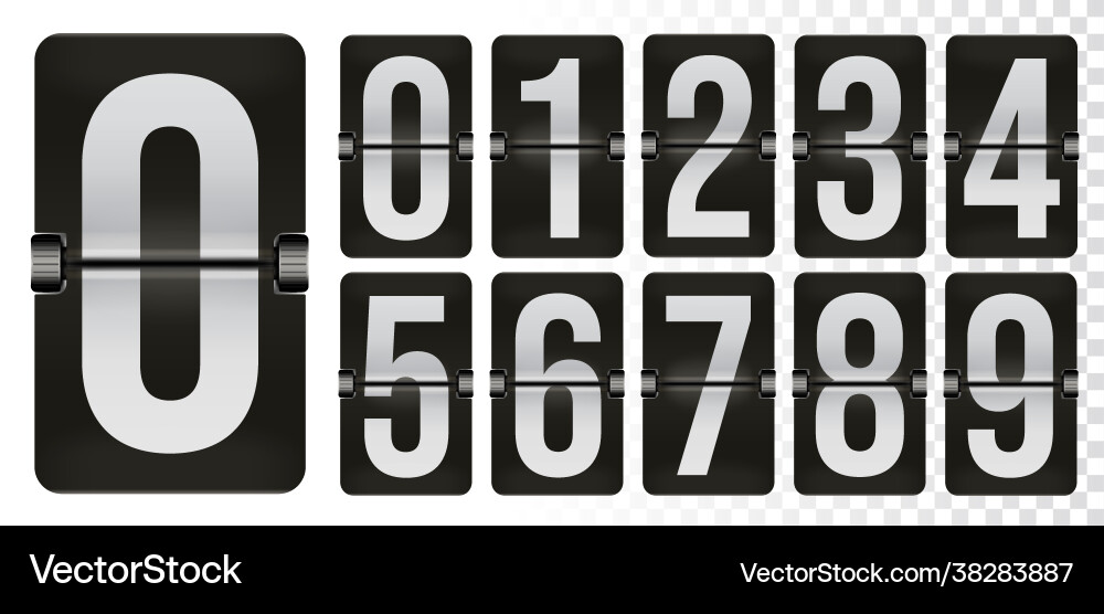 Flip clock time counter mechanical scoreboard Vector Image