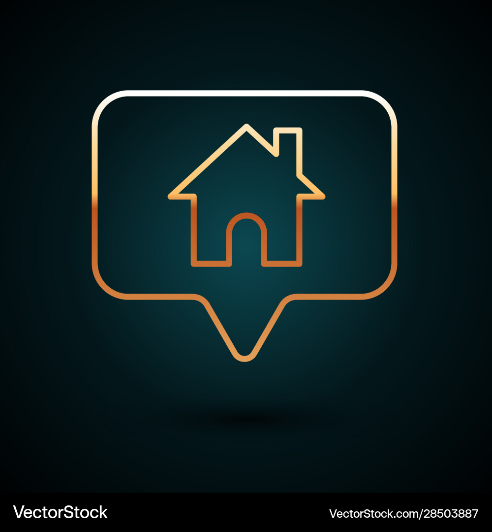 Gold line map pointer with house icon isolated Gold line map pointer with house icon isolated vector image