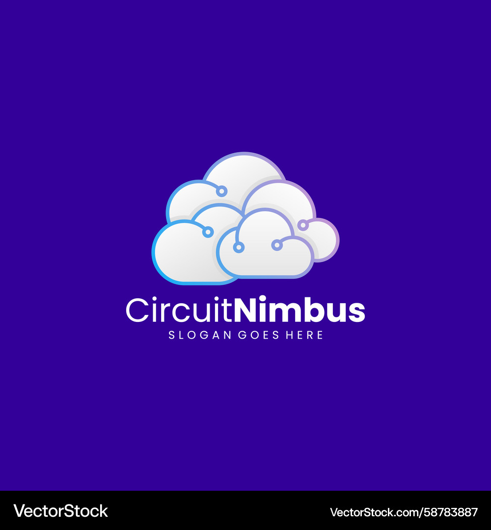 Gradient line art circuit nimbus logo design Vector Image