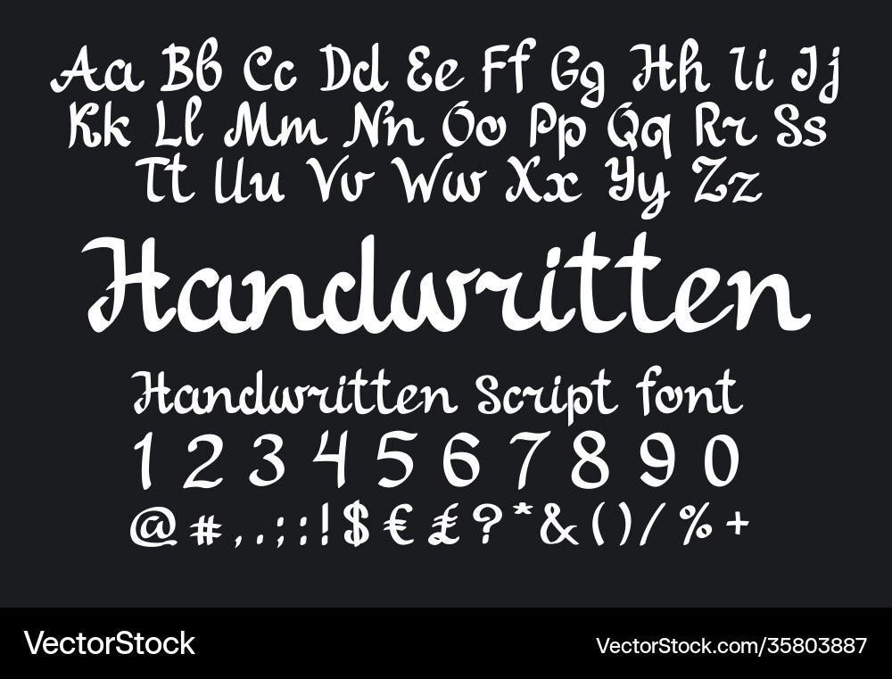 Handwritten script font vector image